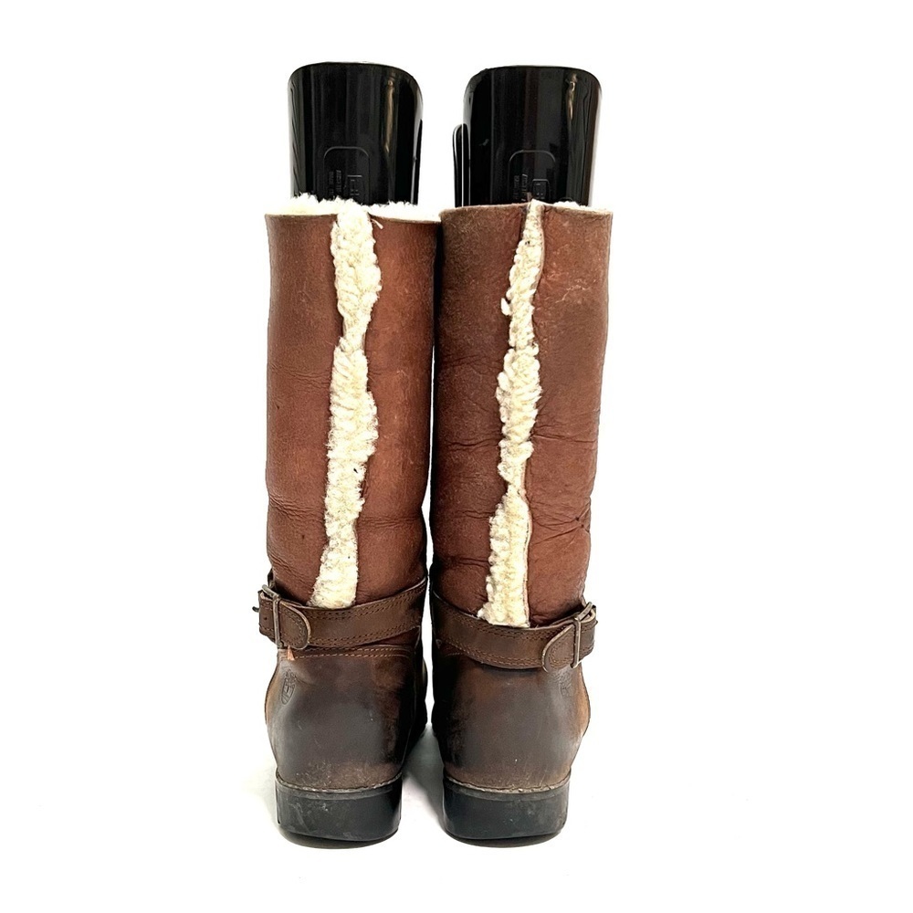 Vintage Y2K women’s brown nubuck leather fleece lined buckle winter boots - Picture 8 of 9